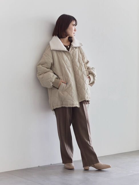 Samansa Mos2 blue「衿ボアキルトジャケット」|その他|