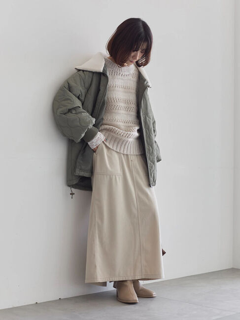 Samansa Mos2 blue「衿ボアキルトジャケット」|その他|