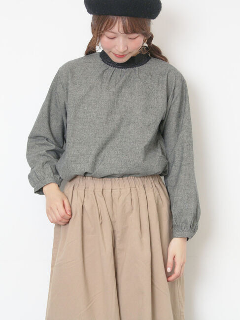 Samansa Mos2「【保温加工】襟レースブラウス」|シャツ・ブラウス|