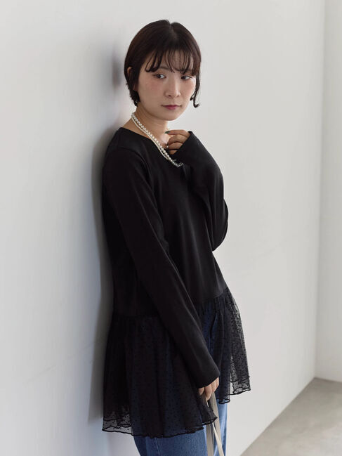 Samansa Mos2 blue「ペプラムプルオーバー」|Tシャツ・カットソー|