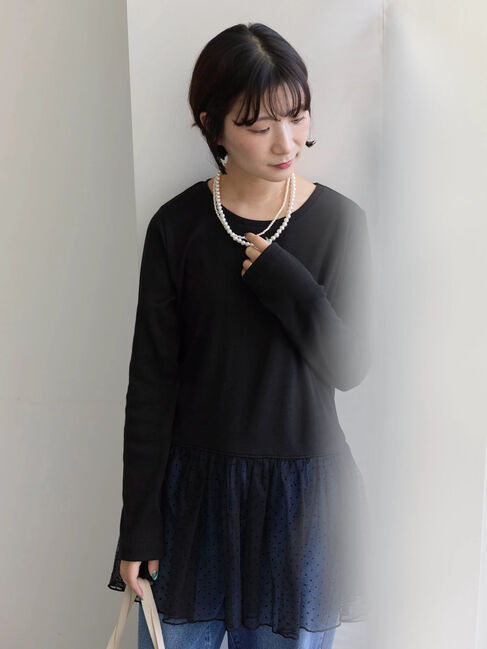 Samansa Mos2 blue「ペプラムプルオーバー」|Tシャツ・カットソー|