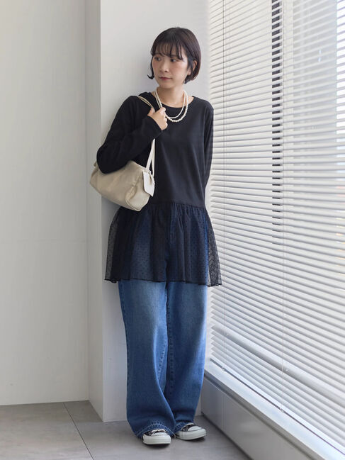 Samansa Mos2 blue「ペプラムプルオーバー」|Tシャツ・カットソー|