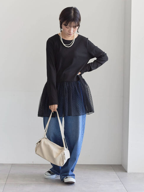 Samansa Mos2 blue「ペプラムプルオーバー」|Tシャツ・カットソー|