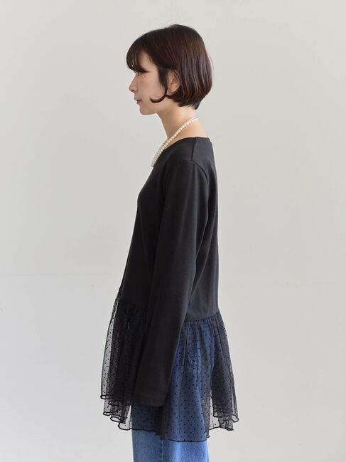 Samansa Mos2 blue「ペプラムプルオーバー」|Tシャツ・カットソー|