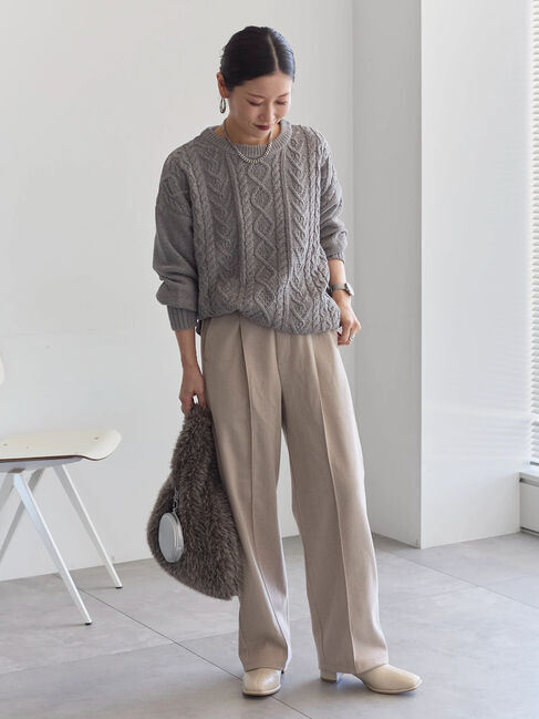 Samansa Mos2 blue「ヘリンボーンストレートパンツ」|その他|