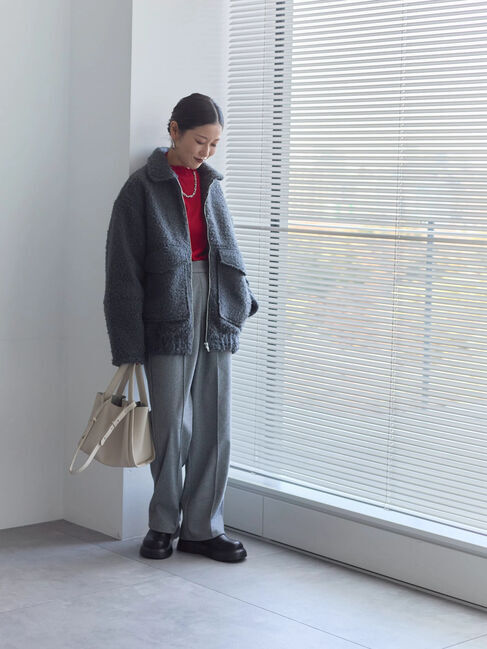 Samansa Mos2 blue「ヘリンボーンストレートパンツ」|その他|