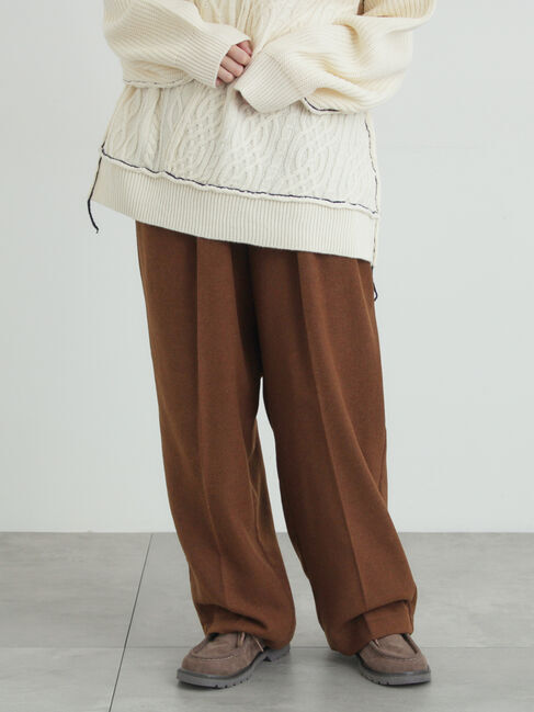 Samansa Mos2「【帯電防止裏地】ツータックストレートパンツ《M/Lサイズ》」|その他|ブラウン