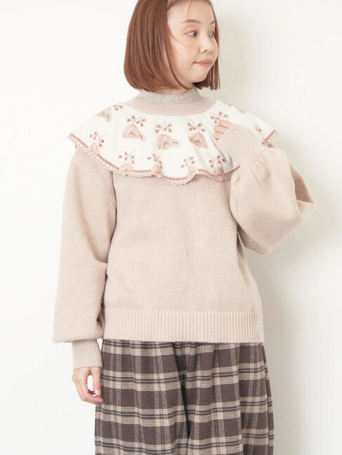 Samansa Mos2「レース貼り前後2WAYニット」|カーディガン|