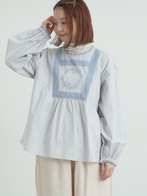 Samansa Mos2「胸元モチーフ刺繍レースブラウス」|シャツ・ブラウス|