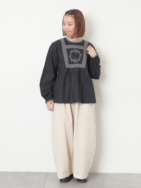 Samansa Mos2「胸元モチーフ刺繍レースブラウス」|シャツ・ブラウス|