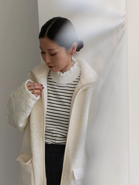 Samansa Mos2 blue「フリル衿ニットプルオーバー」|ニット・セーター|