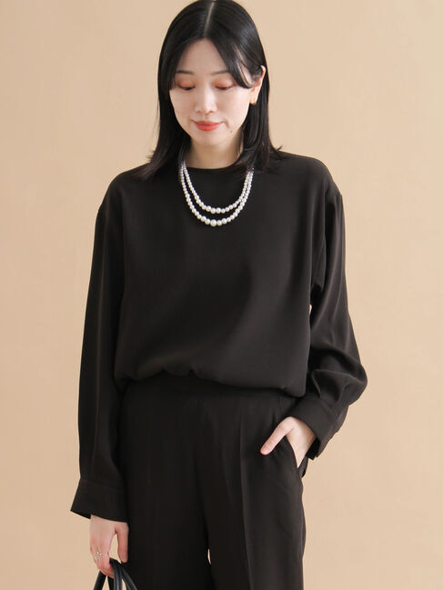 sm2rhythm「ノーカラーブラウス」|シャツ・ブラウス|ブラック