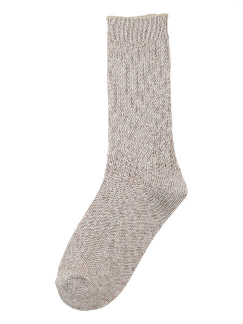 Samansa Mos2「リネン混リブソックス」|ソックス|ベージュ