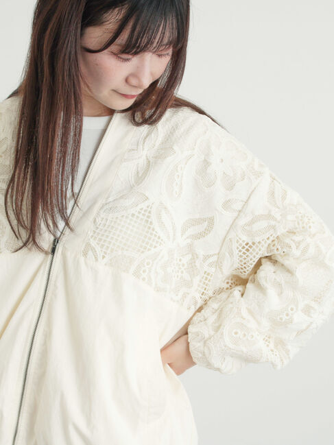 Samansa Mos2「切り替えレースブルゾン」|ブルゾン・スタジャン|