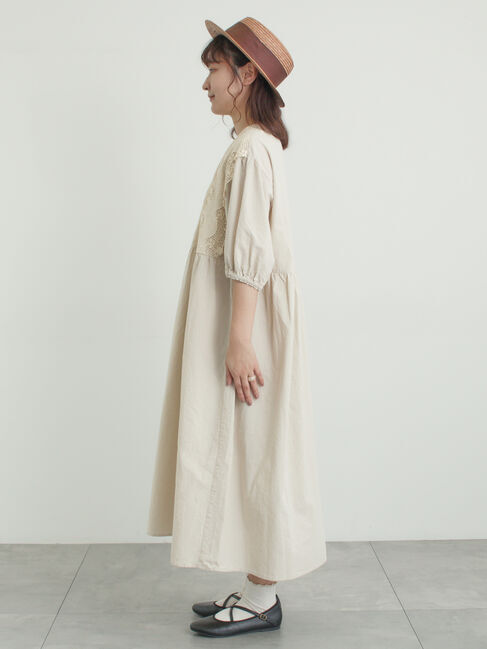 Samansa Mos2「胸元レース貼りワンピース」|ワンピース|