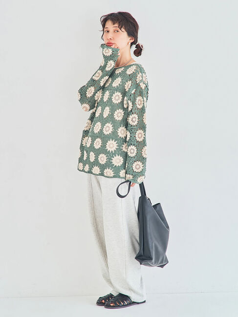 Samansa Mos2「モチーフ編みニットプルオーバー」|ニット・セーター|