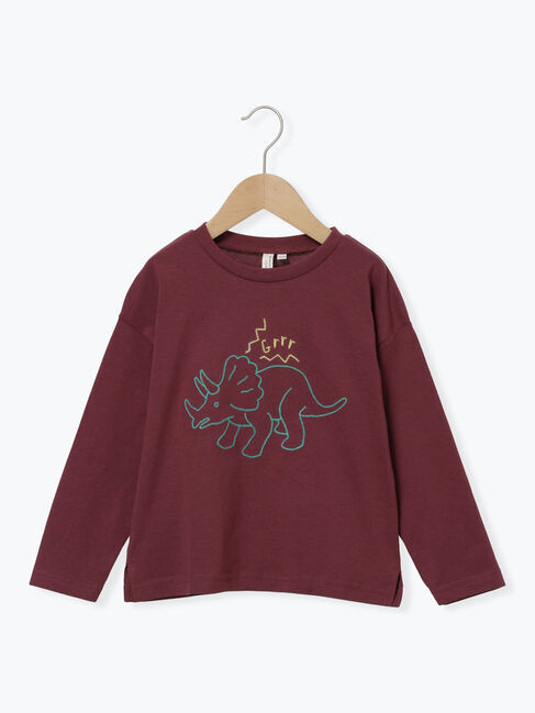 Samansa Mos2 Lagom「恐竜刺繍ロンT」|Tシャツ・カットソー|ボルドー