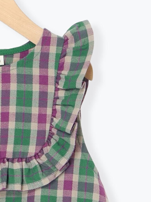 Samansa Mos2 Lagom「ヨークフリルチェックジャンバースカート」|ワンピース|