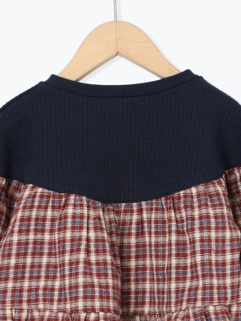 Samansa Mos2 Lagom「チェック切替ティアードチュニック」|Tシャツ・カットソー|