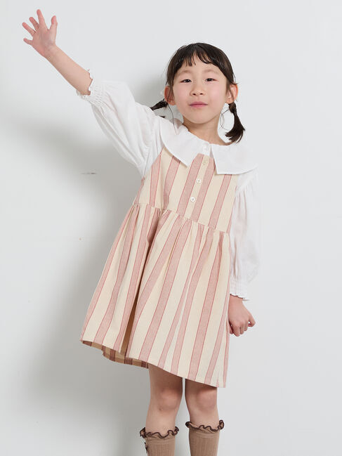 Samansa Mos2 Lagom「ストライプ柄ジャンバースカート」|スカート|