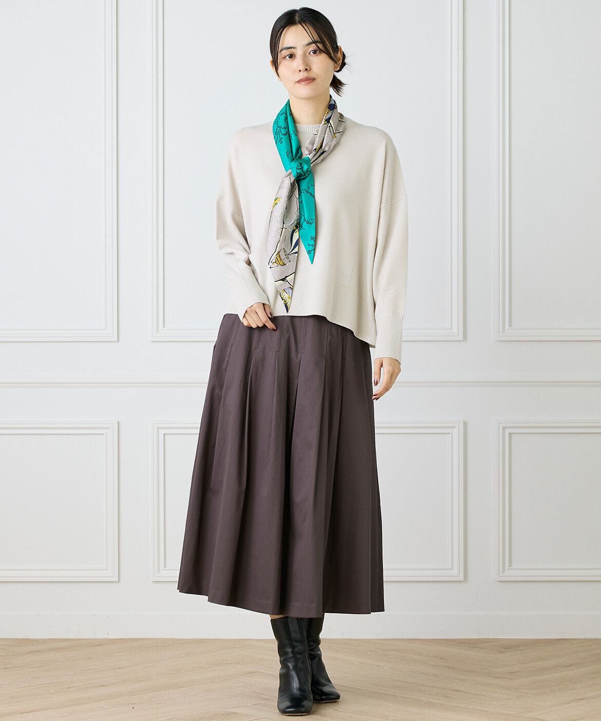 INED「《大きいサイズ》クルーネックプルオーバーニット」|ニット・セーター|