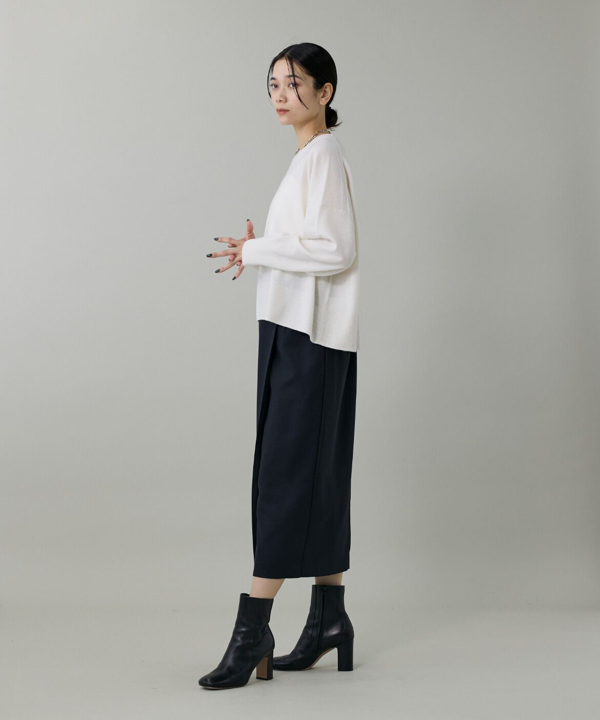 INED「《大きいサイズ》クルーネックプルオーバーニット」|ニット・セーター|