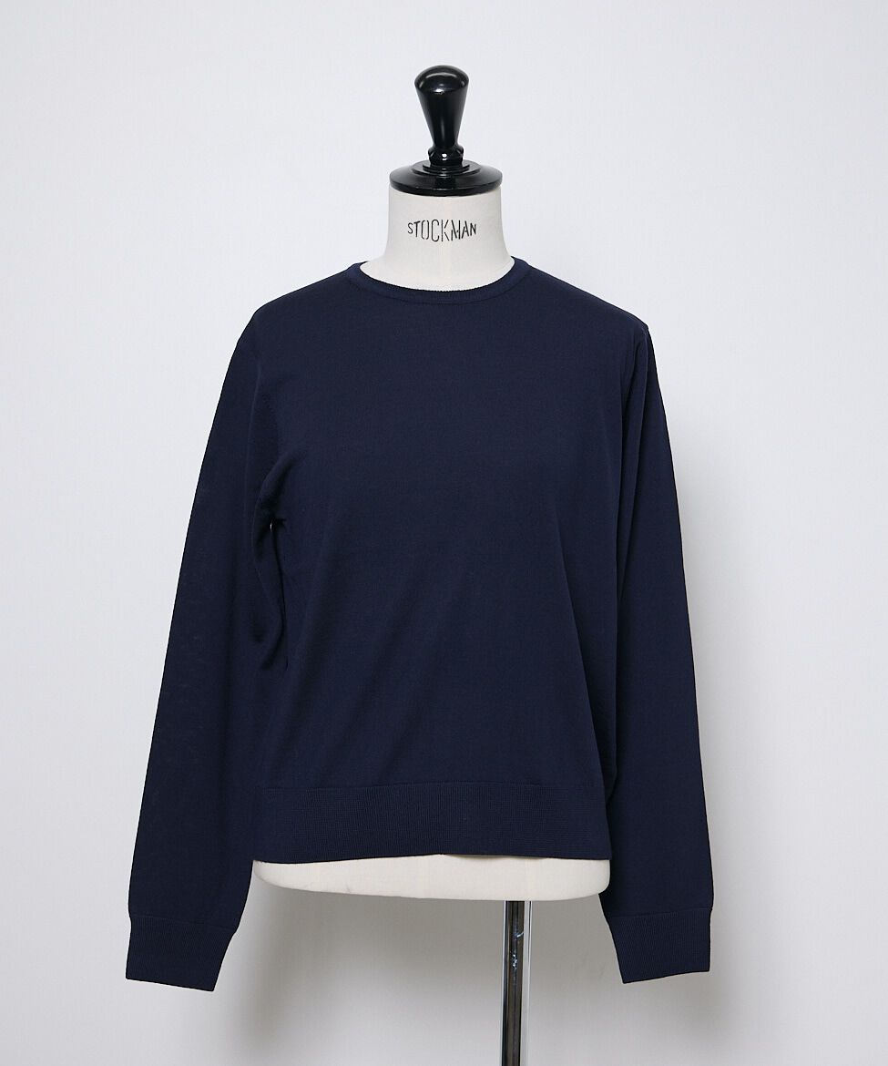 INED「FF30ゲージ クルーネックニット」|ニット・セーター|ネイビー