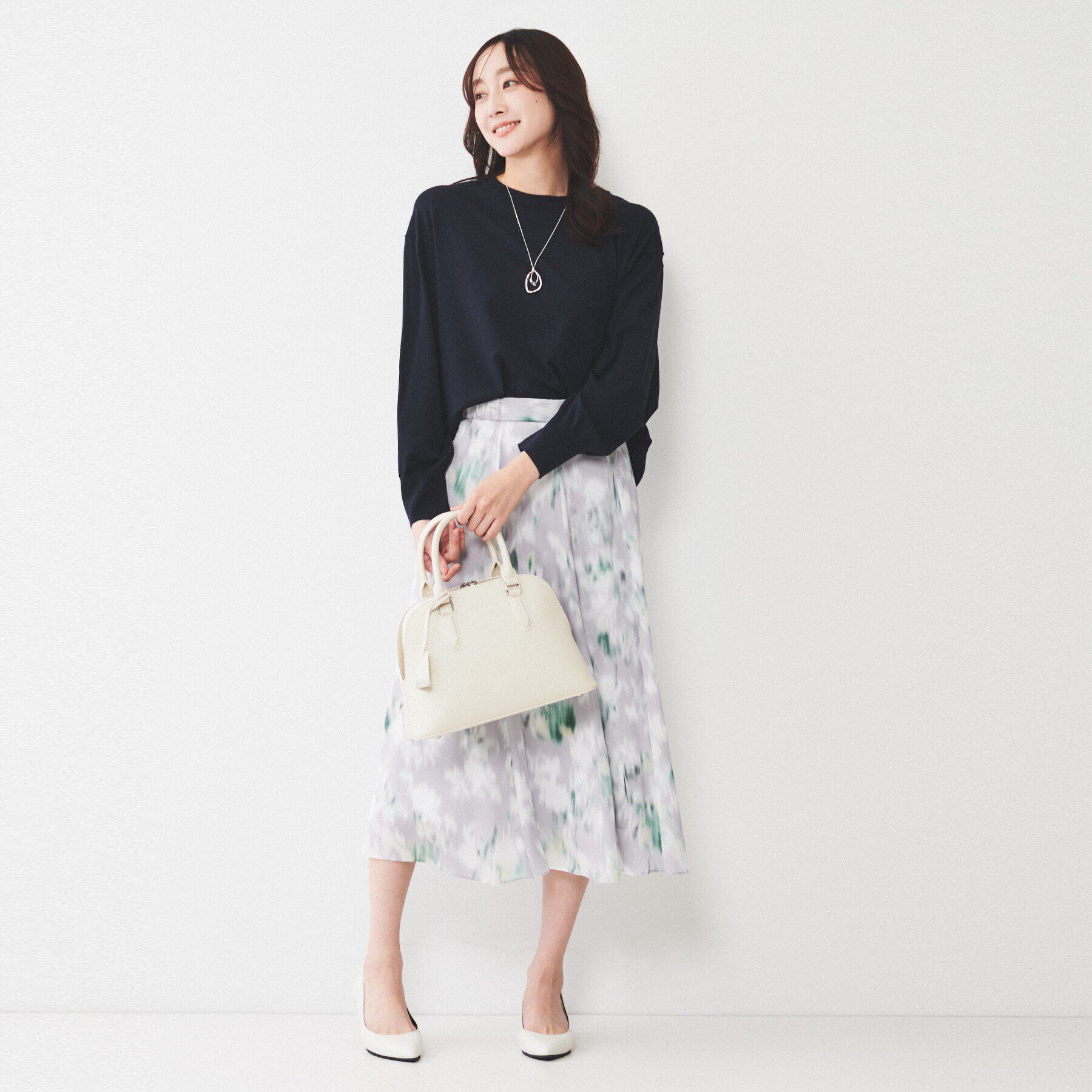 UNTITLED「【洗える/オンオフ使える】袖リブスリットストレッチニット」|ニット・セーター|