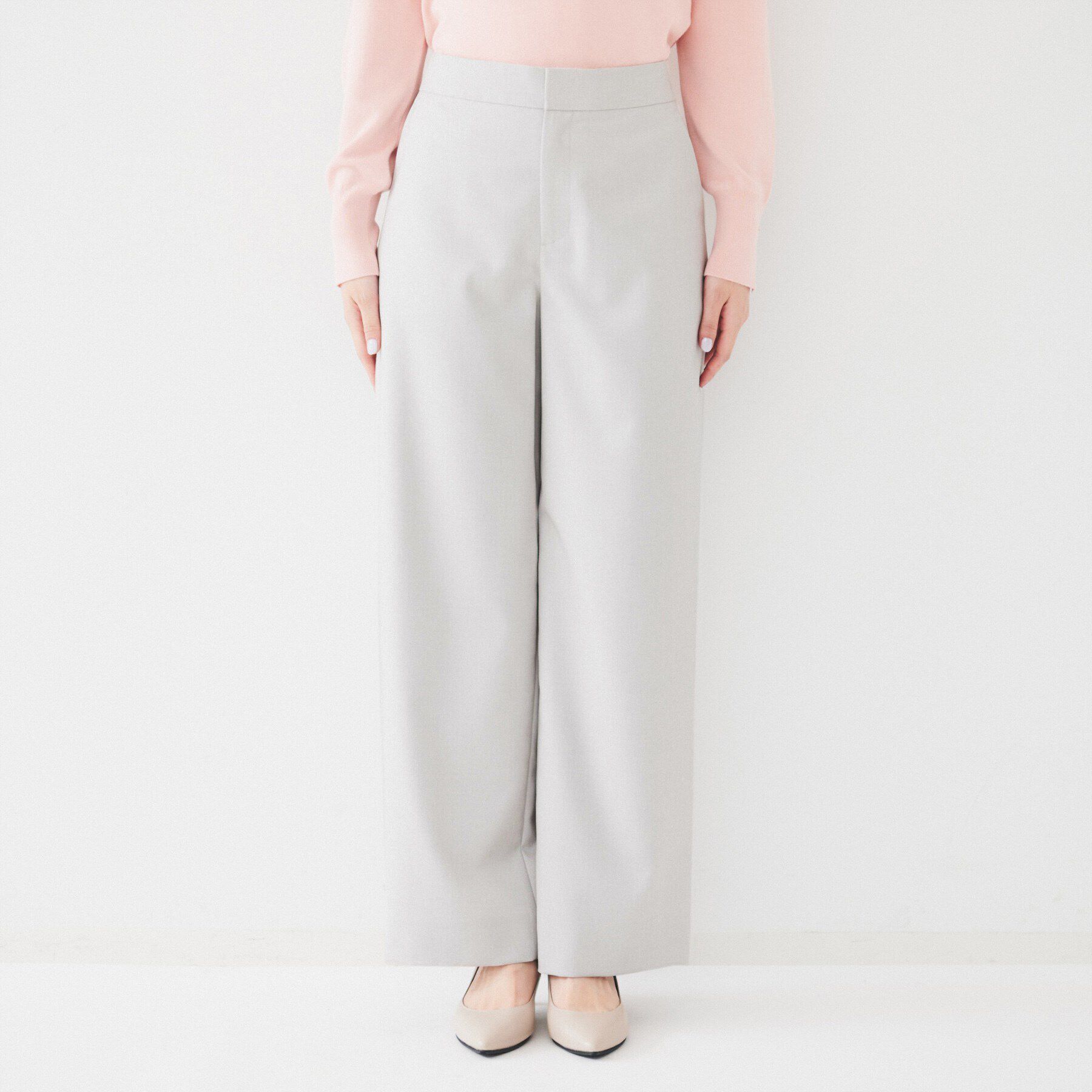 UNTITLED「【後ろウエストゴム/洗える】梳毛調ソフトワイドパンツ」|その他|