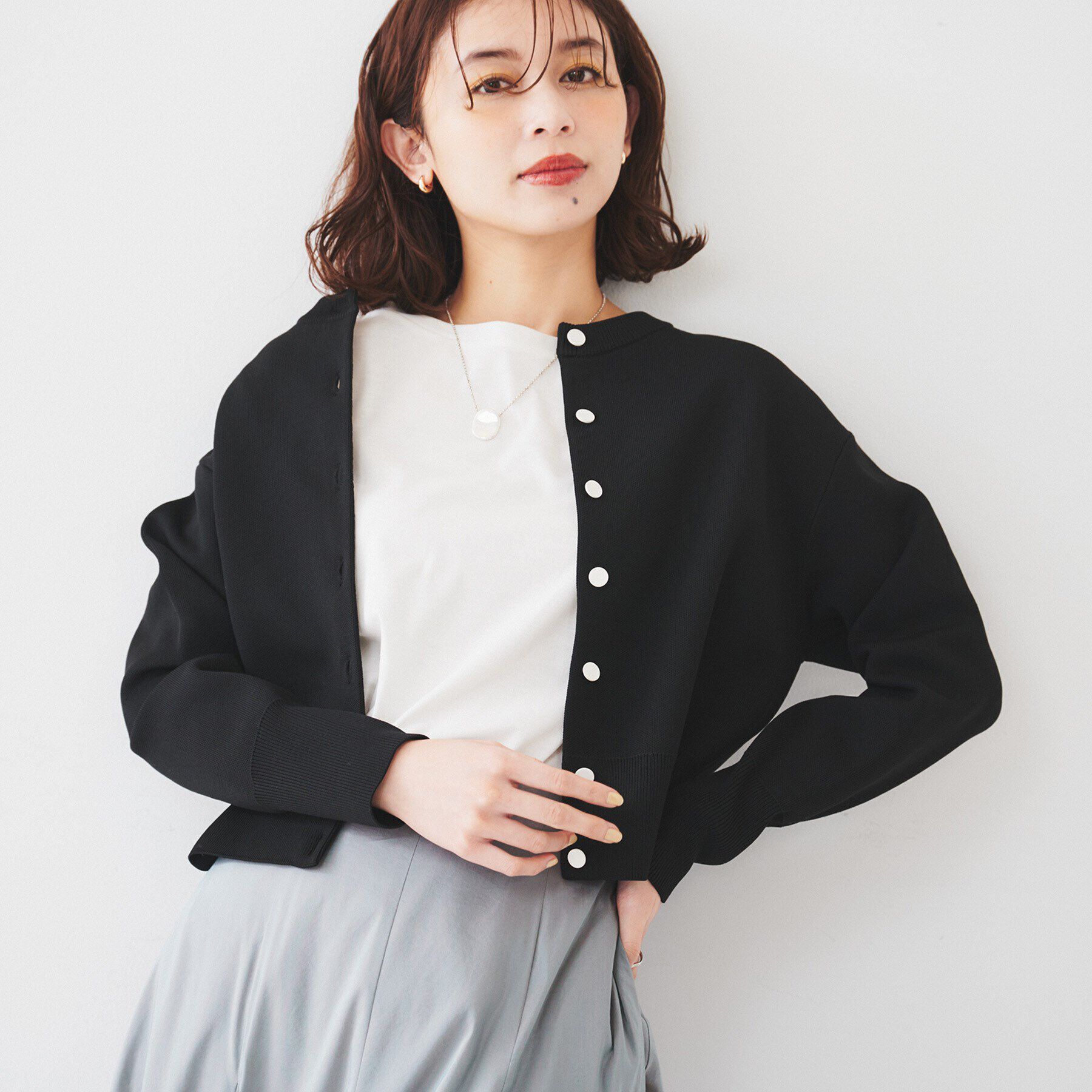 UNTITLED「【セットアップ可能】スポンディッシュ カーディガン」|カーディガン|ブラック(019)