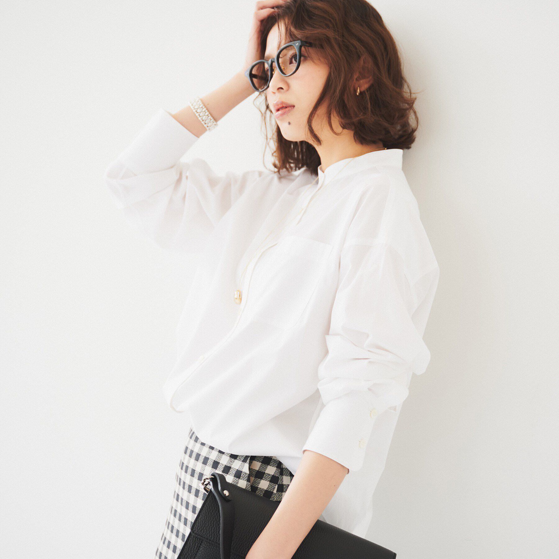 UNTITLED「【コットン100/ストライプ】タイプライター バンドカラーシャツ」|シャツ・ブラウス|