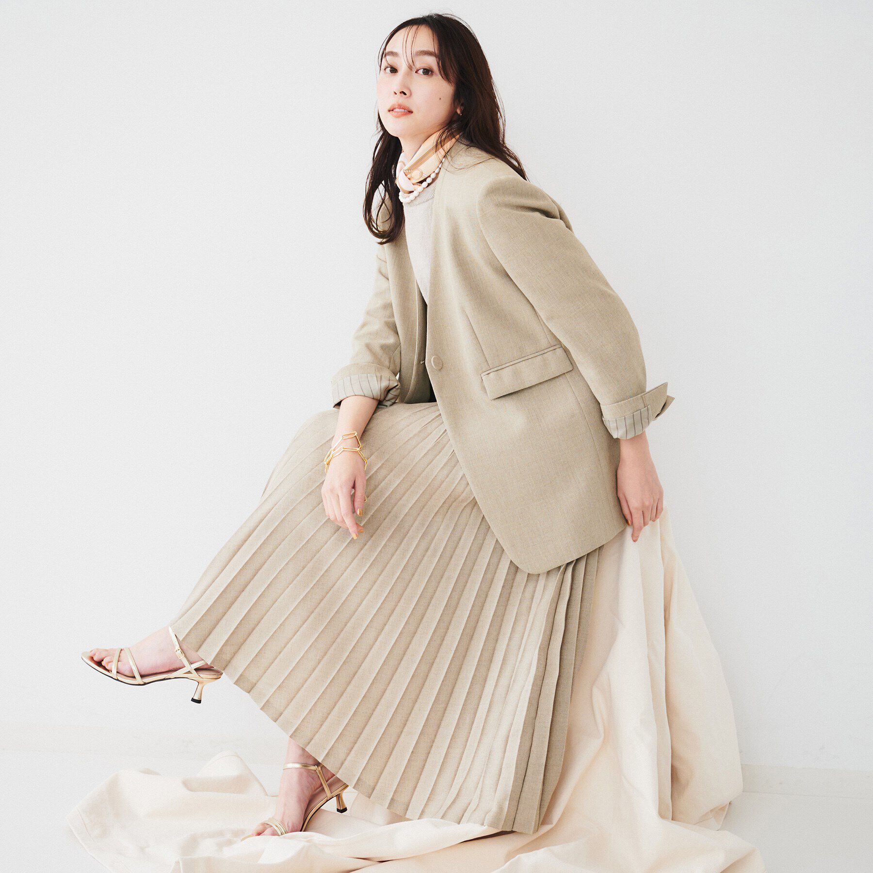 UNTITLED「【セットアップ可能】リネンライクキャンバス カラーレスジャケット」|ノーカラージャケット|