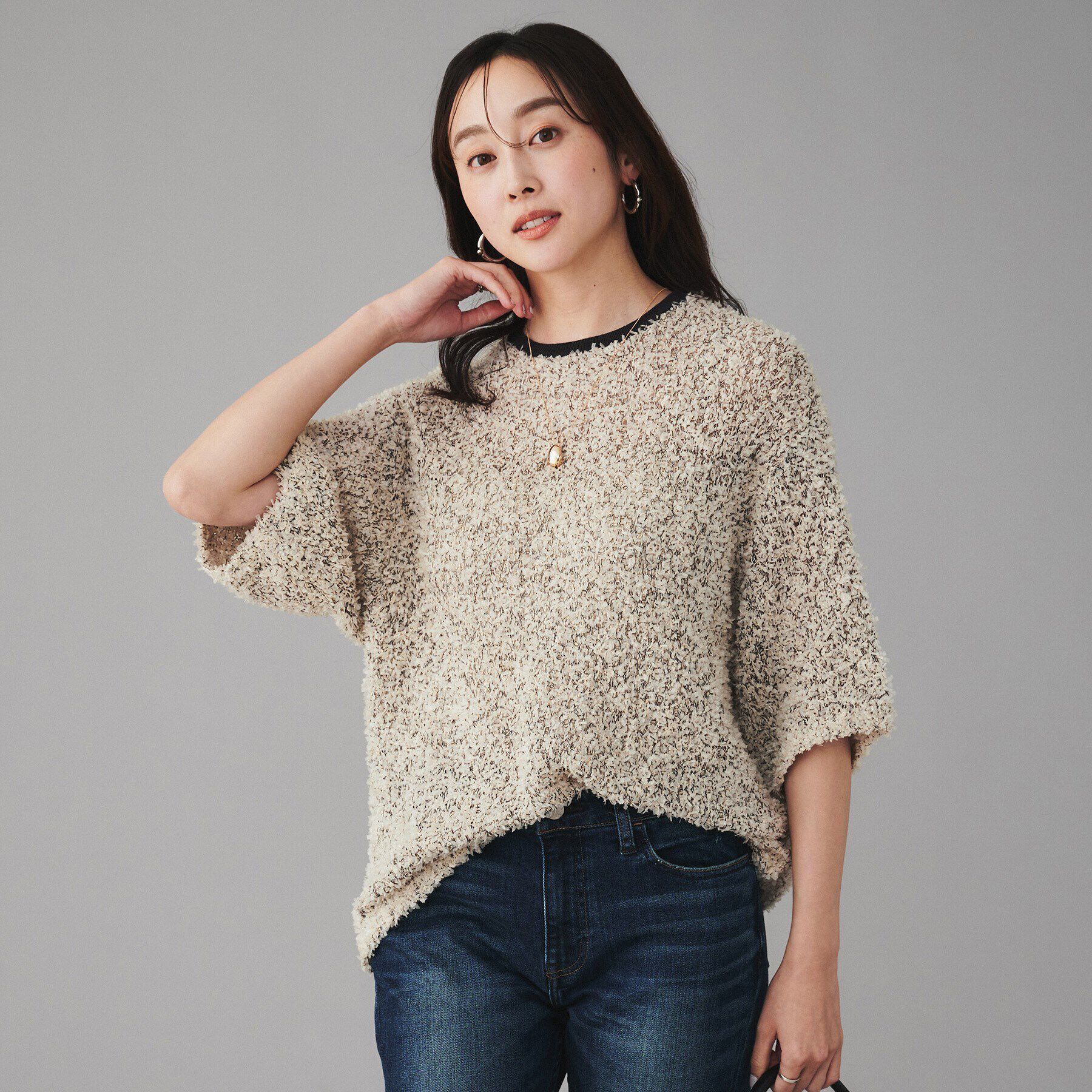 UNTITLED「【YENN】ファンシーヤーンプルオーバー」|ニット・セーター|ライトベージュ(05