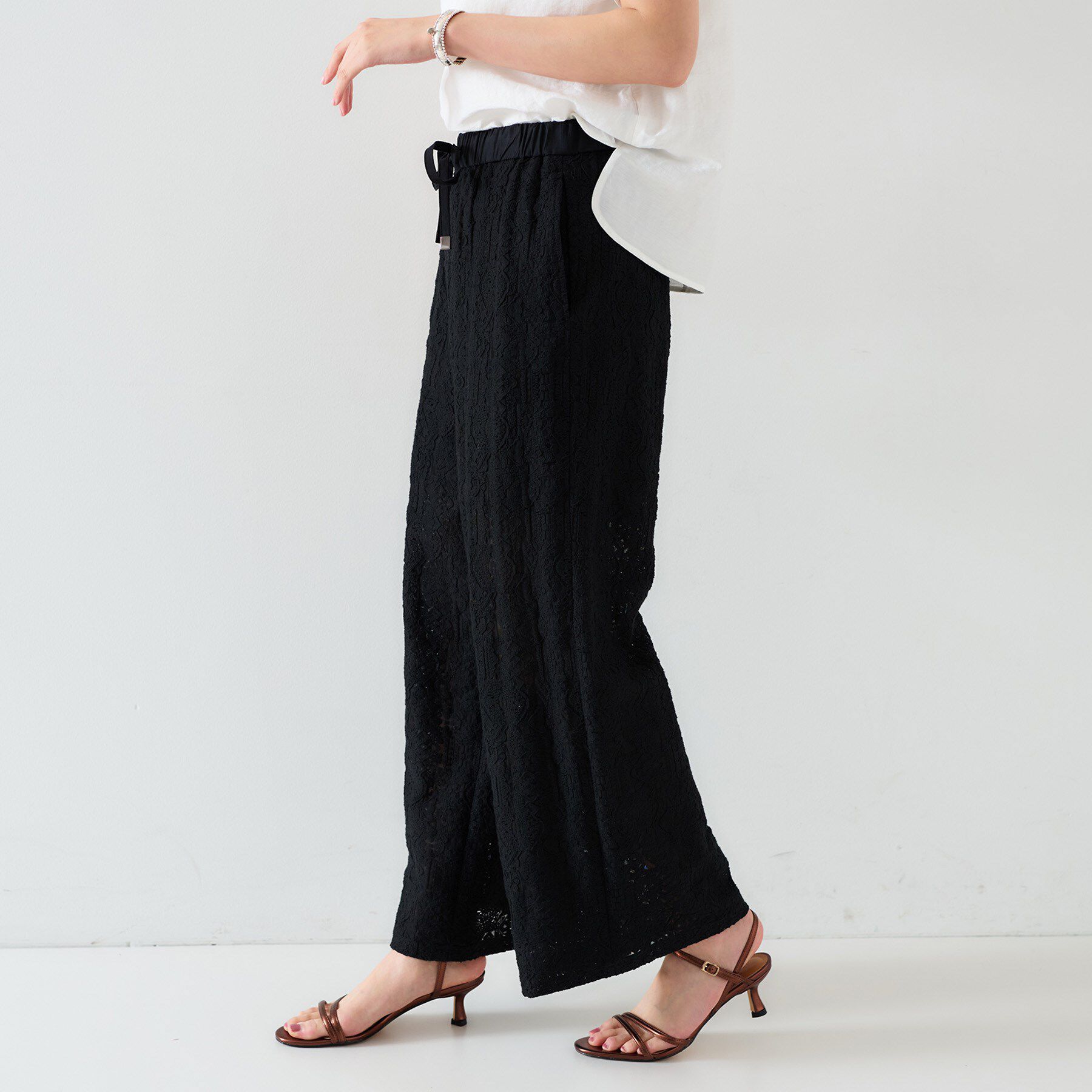 UNTITLED「【セットアップ可能/トレンド】クロシェ風レースワイドパンツ」|その他|