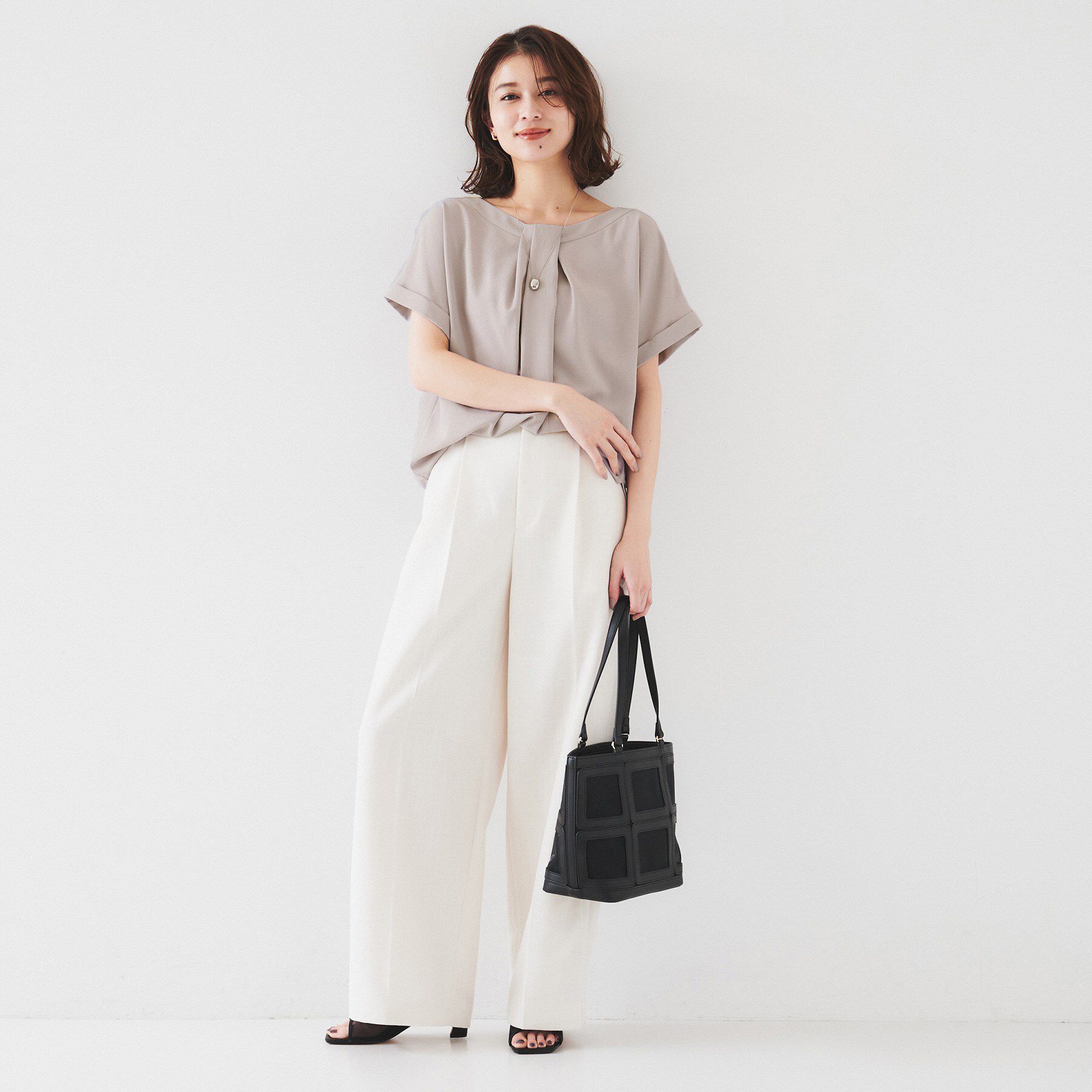 UNTITLED「【セットアップ可/接触冷感/イージーケア】リラクミスト　2WAYブラウス」|シャツ・ブラウス|