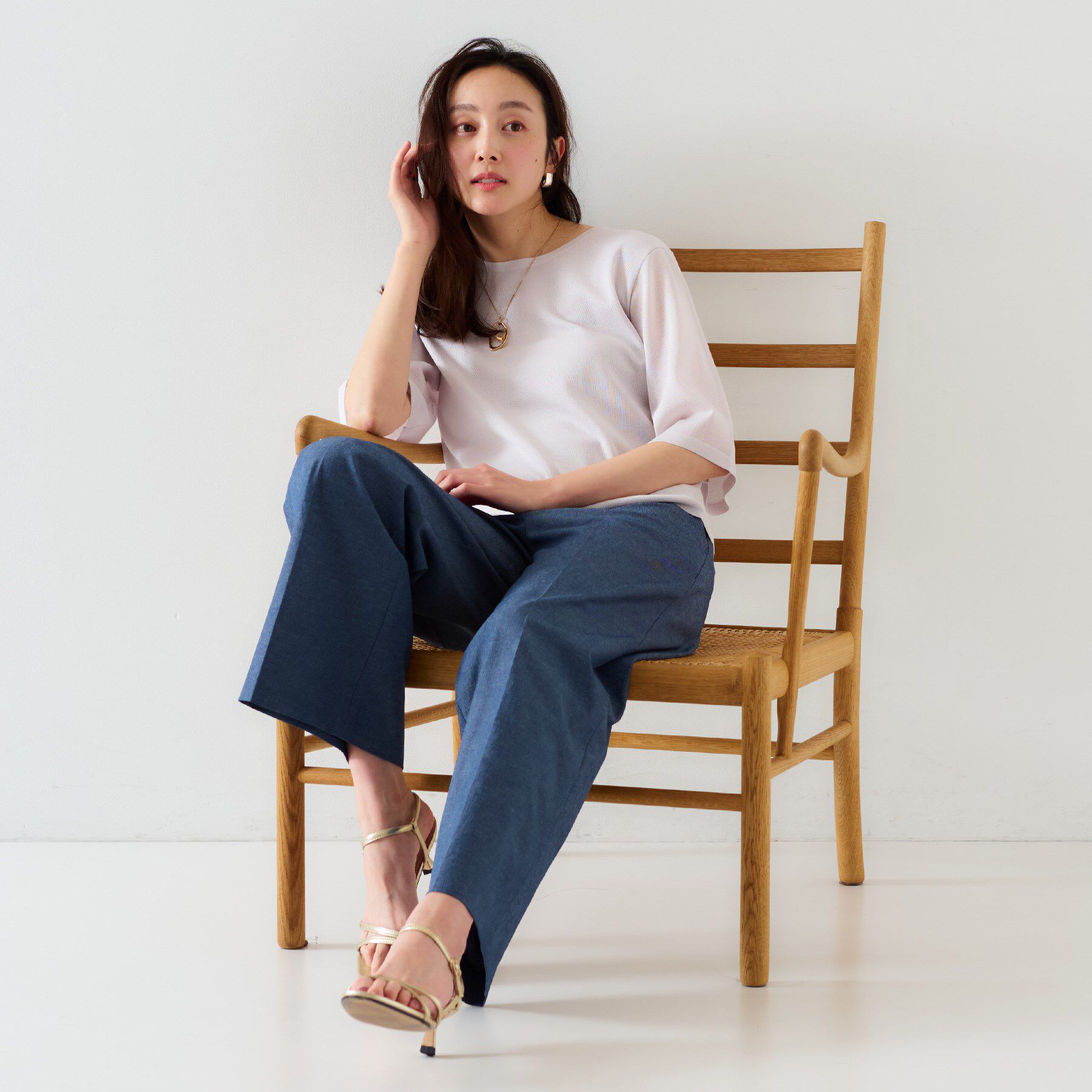 UNTITLED「【清涼感/二の腕カバー】シアープルオーバーニット」|ニット・セーター|