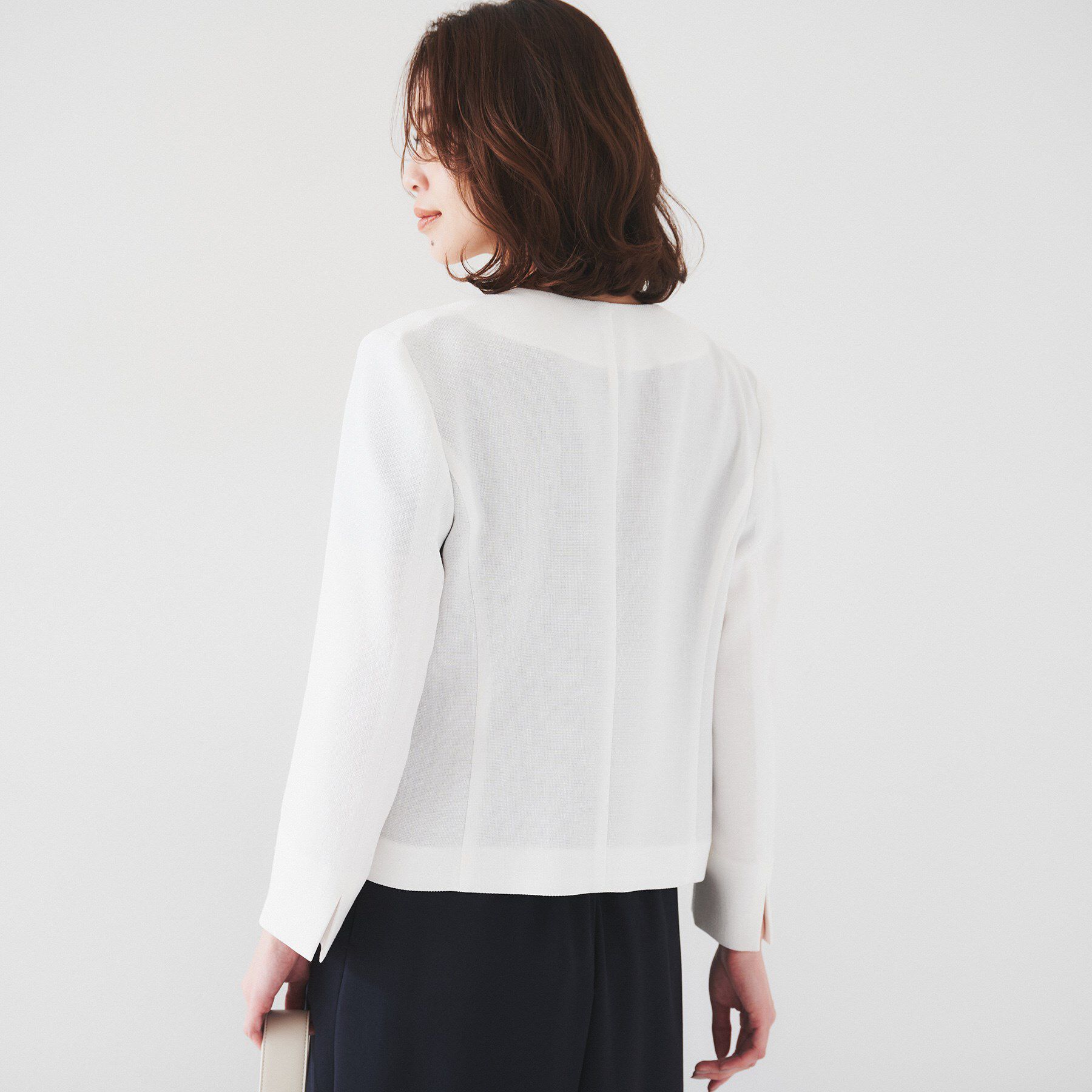 UNTITLED「【セットアップ可/短丈】ドライタッチジャケット」|ノーカラージャケット|