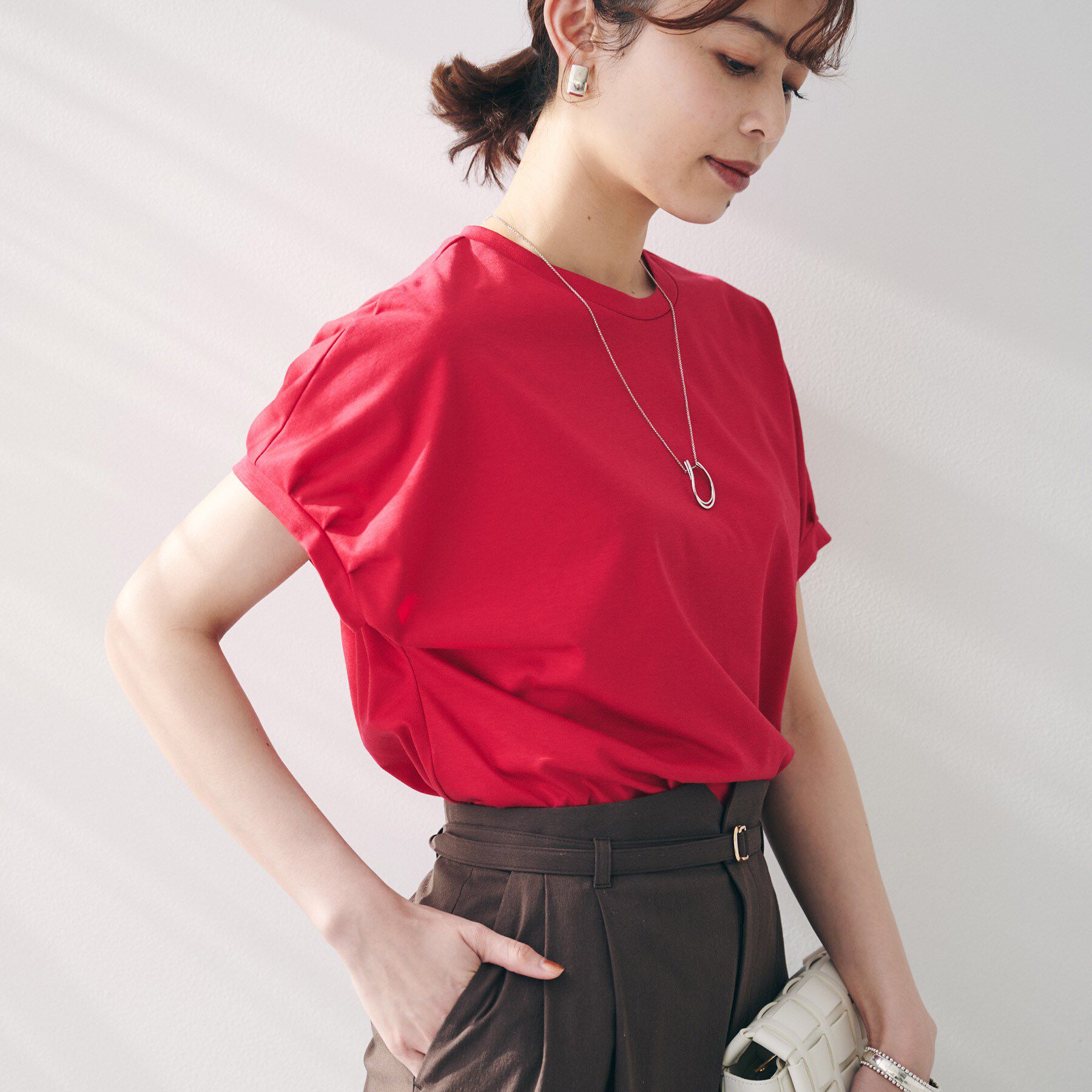 UNTITLED「【体型カバー/洗える】スリーブミニタックプルオーバー」|Tシャツ・カットソー|