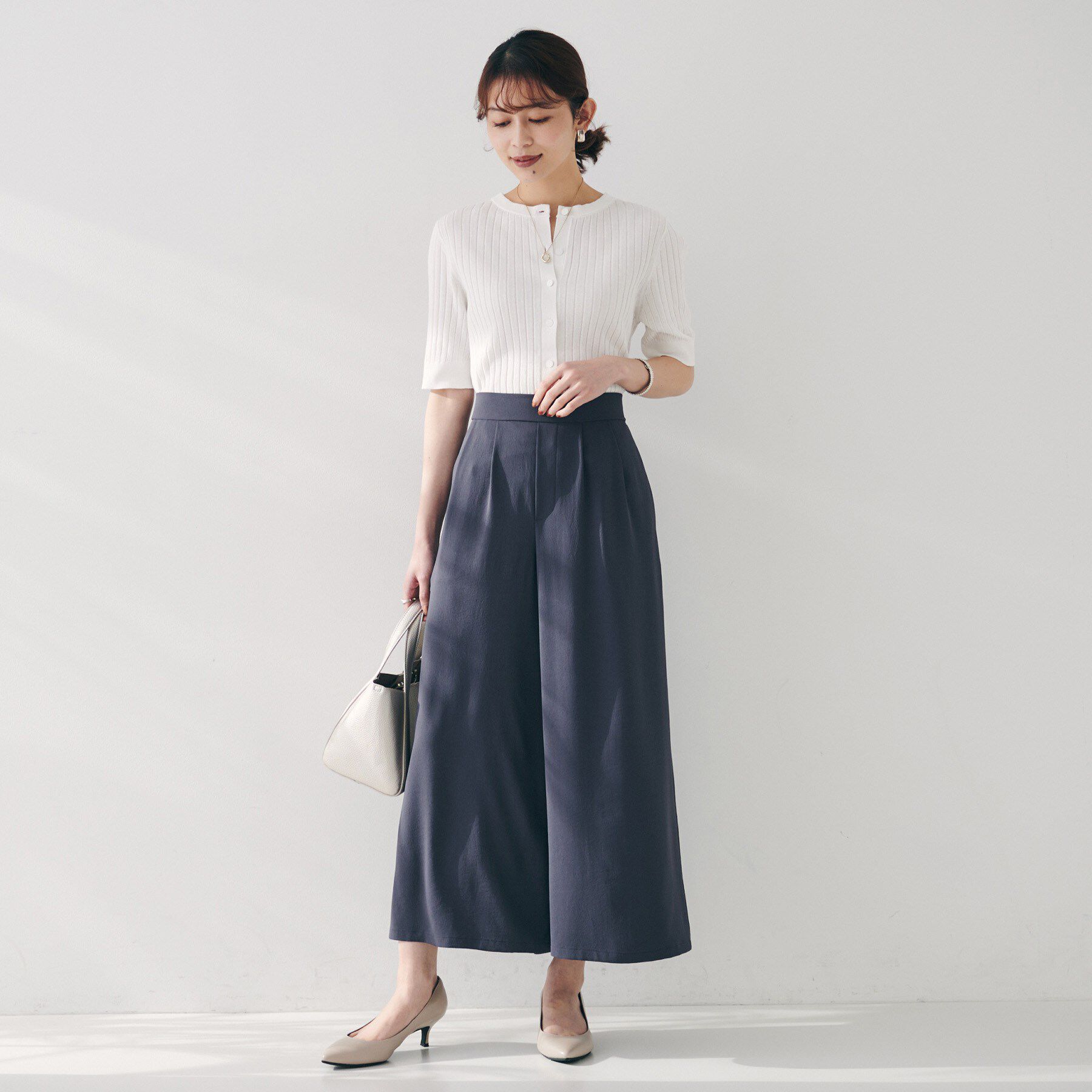 UNTITLED「【五分袖/タイト】コットンリネン2WAYニット」|ニット・セーター|