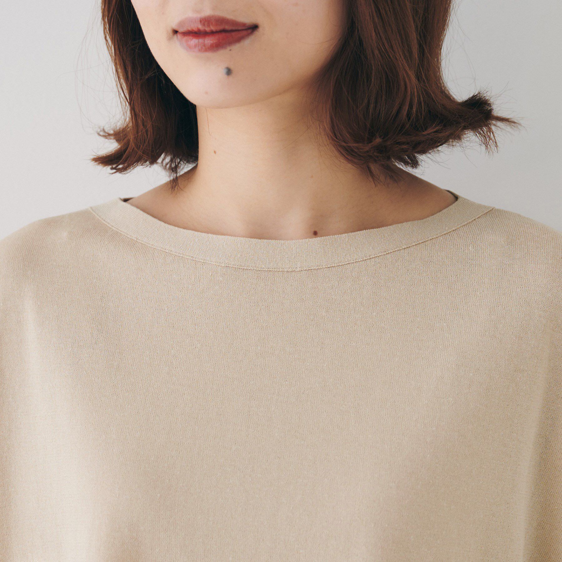 UNTITLED「【体型カバー/手洗い可】コットンリネン ワイドプルオーバーニット」|ニット・セーター|