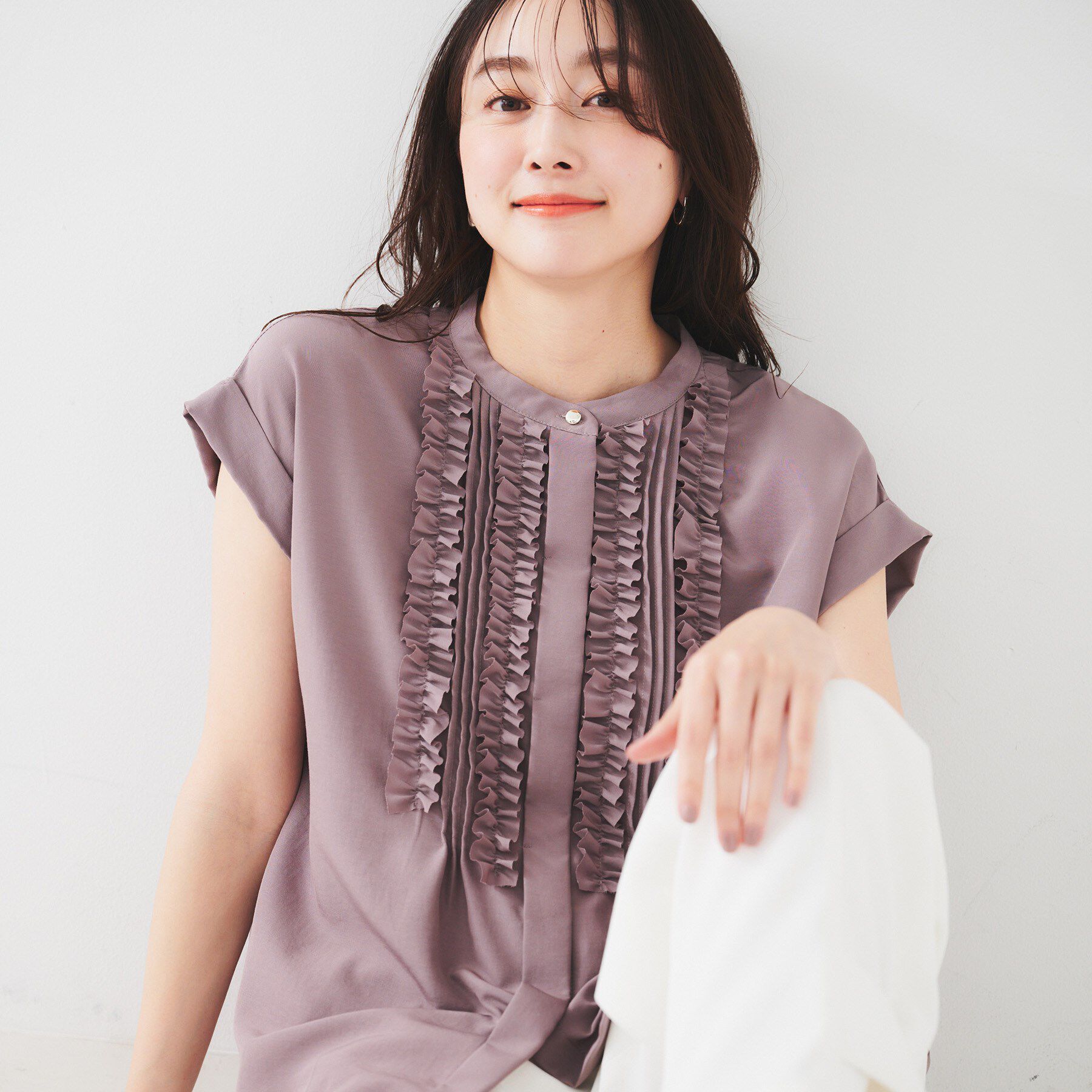 UNTITLED「【吸水速乾/UVケア】フィブリルフリルブラウス」|シャツ・ブラウス|トープ(054)