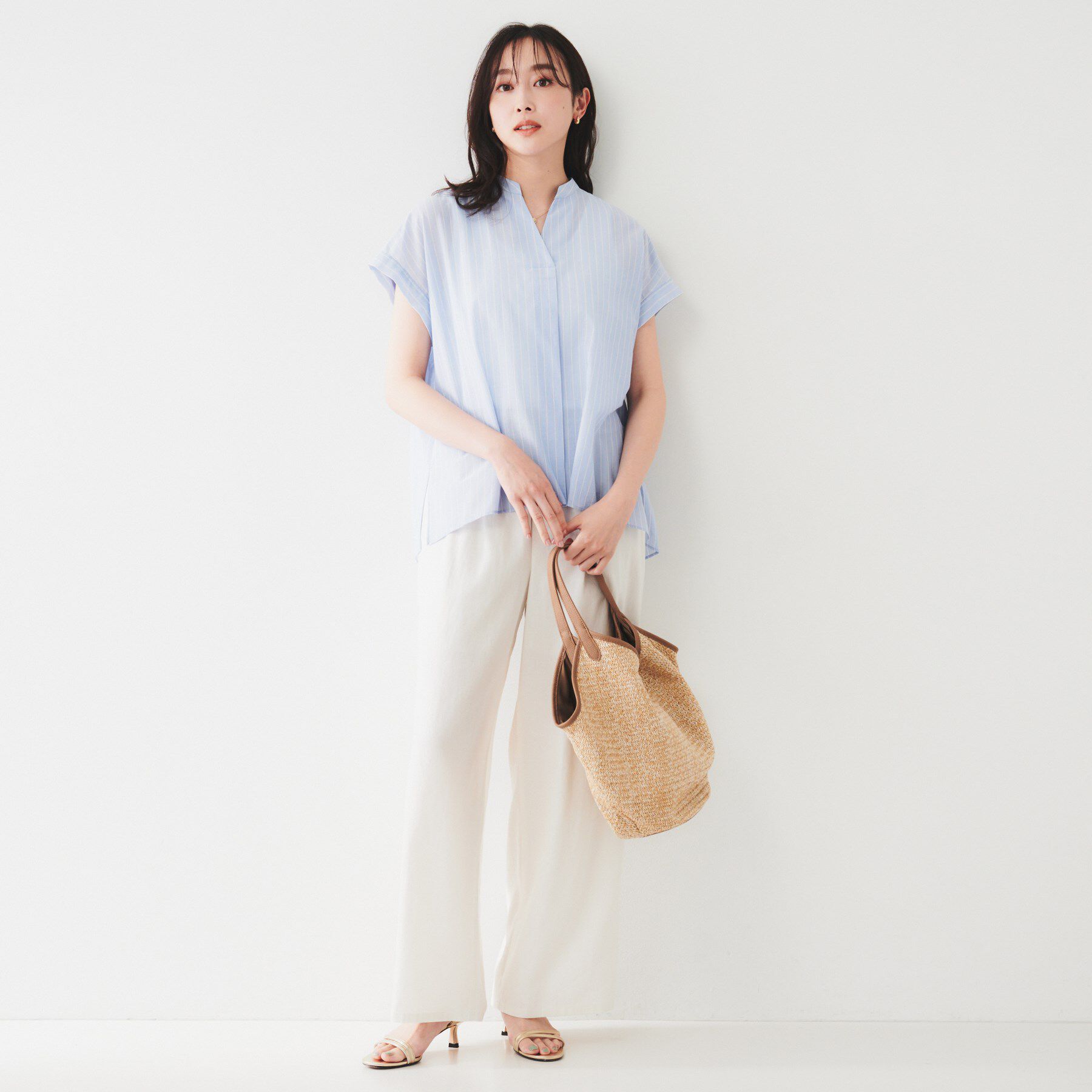 UNTITLED「【洗える/スキッパー】フレンチスリーブシアーブラウス」|シャツ・ブラウス|