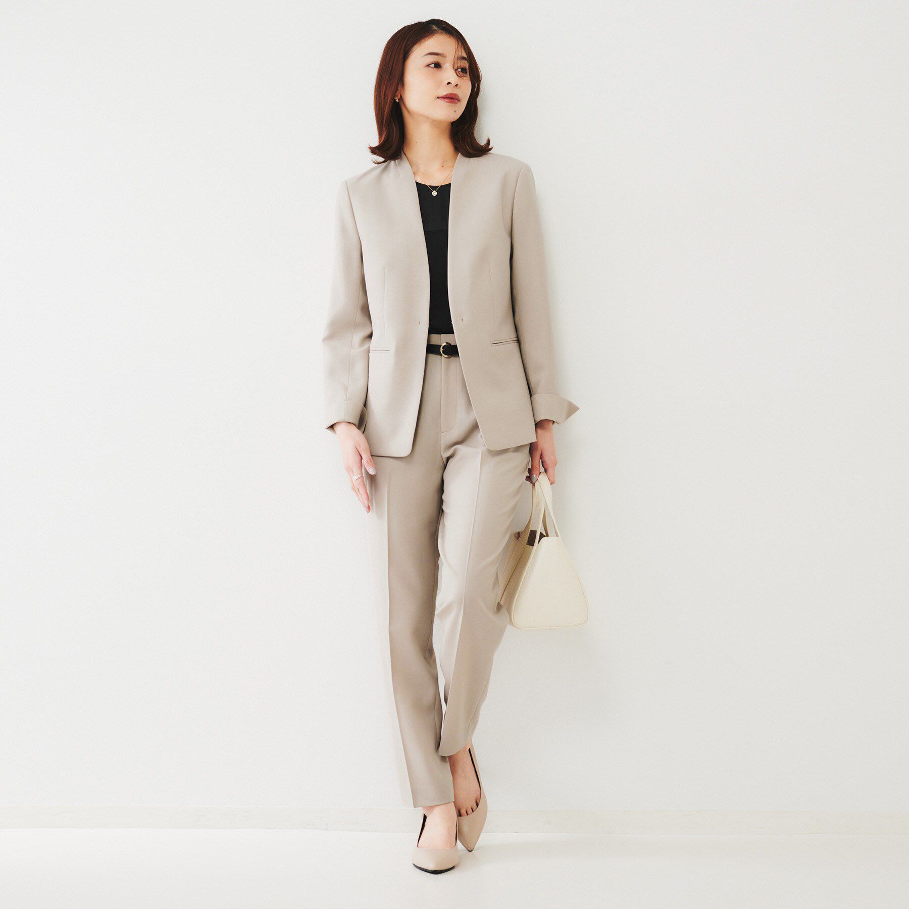 UNTITLED「【通勤スーツ】ライトウェイト カラーレスジャケット」|ノーカラージャケット|