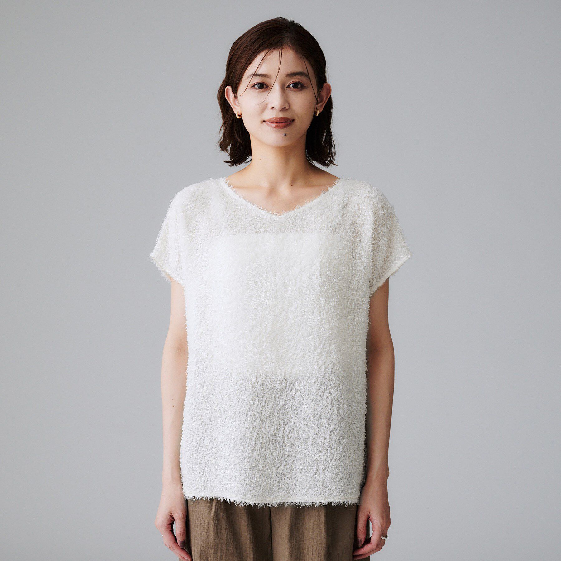 UNTITLED「【セットアップ可/洗える】フェザーフレンチスリーブブラウス」|シャツ・ブラウス|