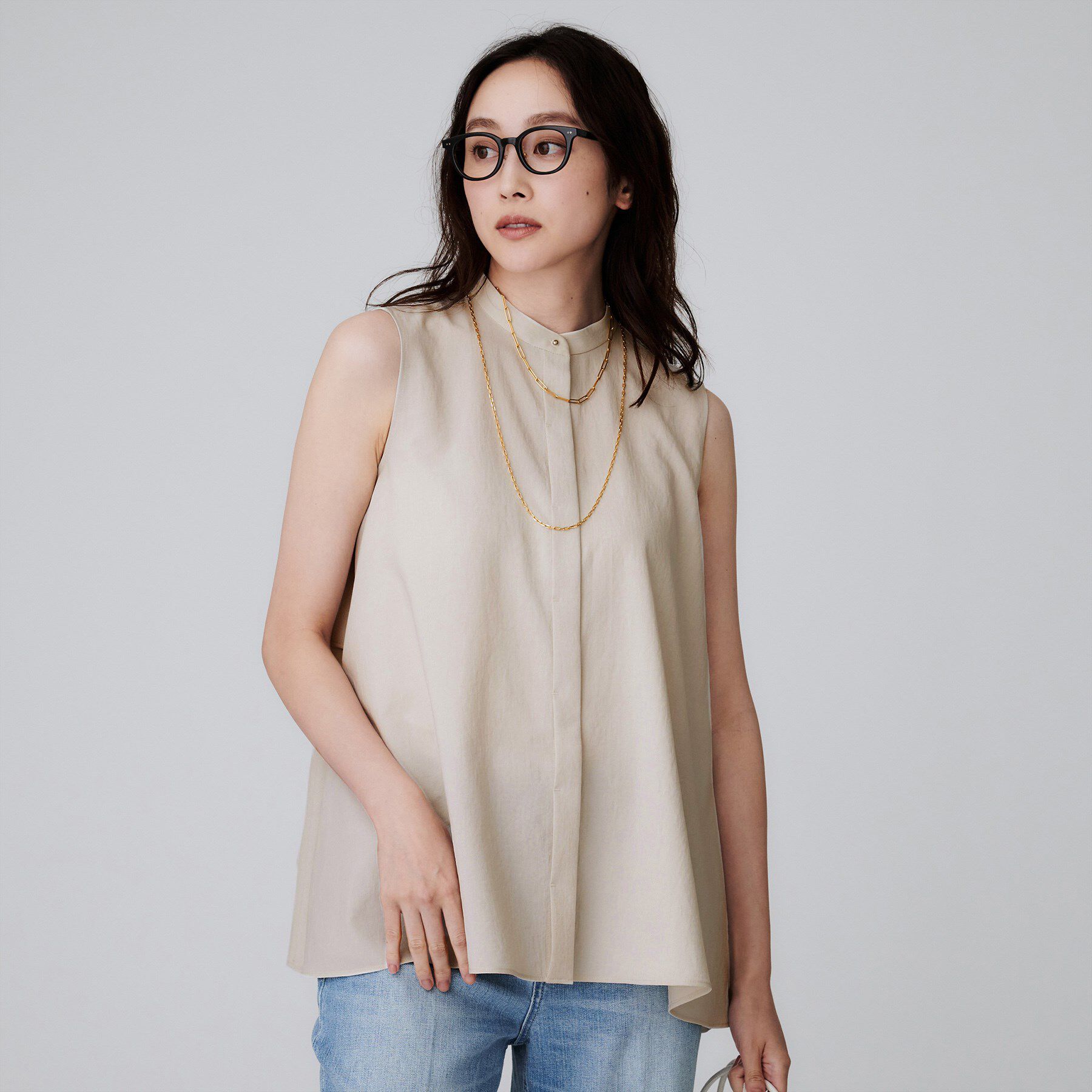 UNTITLED「【接触冷感/吸水速乾】フレアバックシャンブラウス」|シャツ・ブラウス|