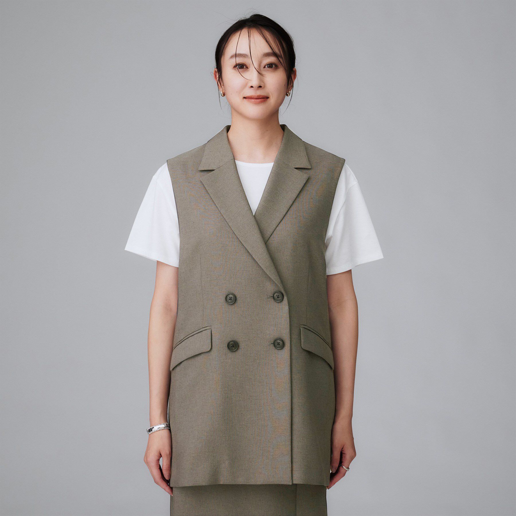 UNTITLED「【セットアップ可/洗える】スラブテーラードカラージレ」|ベスト・ジレ|