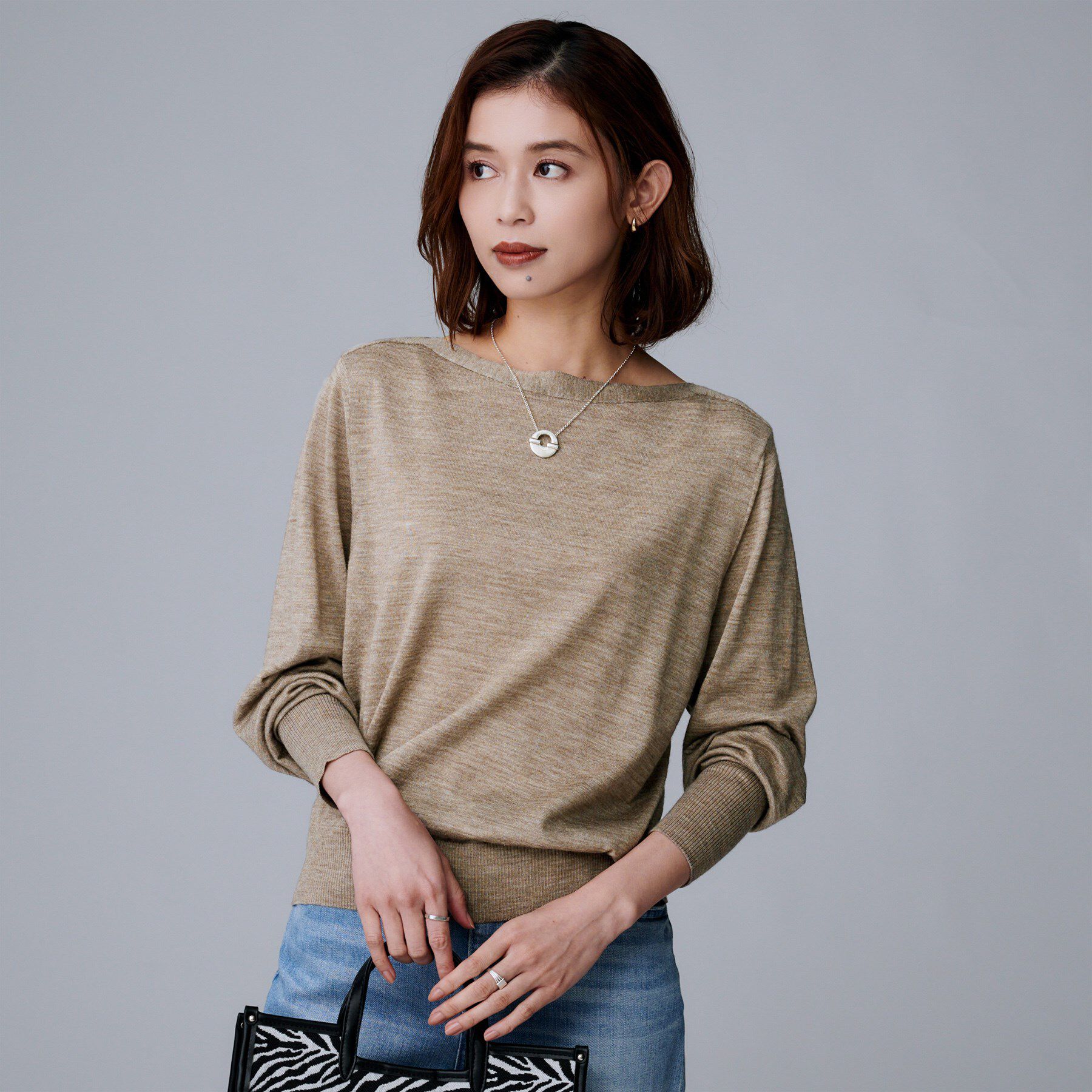 UNTITLED「【アンサンブル可/洗える】シルクウールカシミヤ ドルマンスリーブニット」|ニット・セーター|