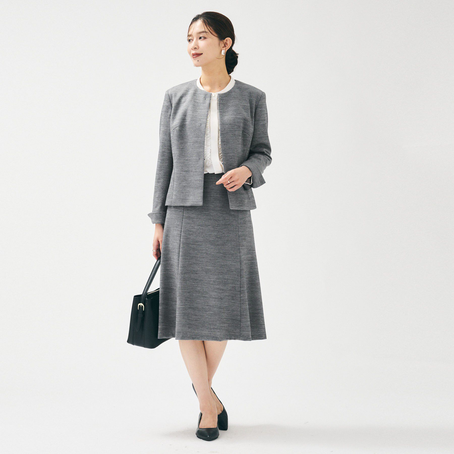 UNTITLED「【洗えるスーツ/ストレッチ】ウール混ジャージ ノーカラージャケット」|ノーカラージャケット|