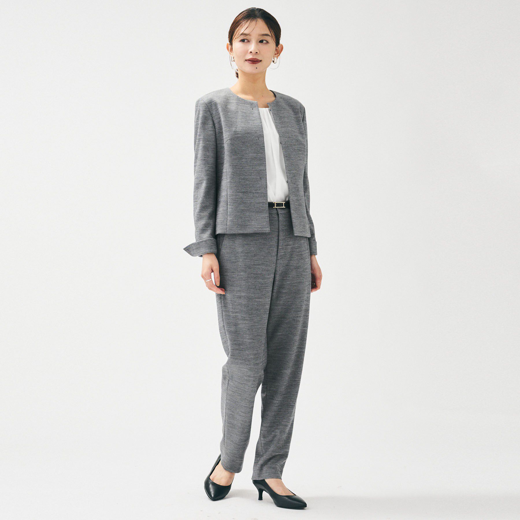 UNTITLED「【洗えるスーツ/ストレッチ】ウール混ジャージ ノーカラージャケット」|ノーカラージャケット|