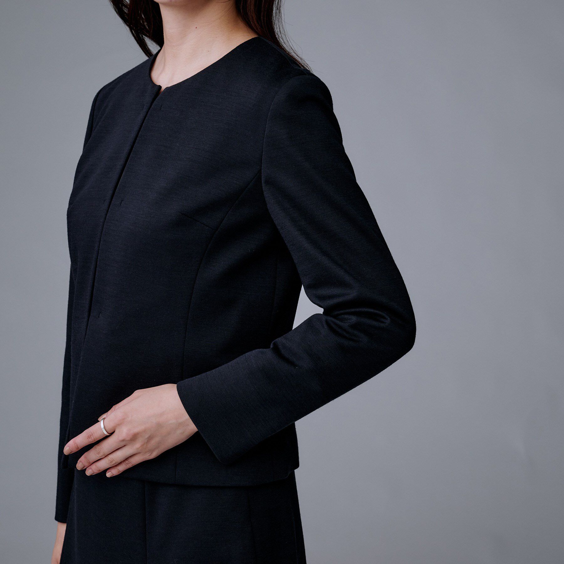 UNTITLED「【洗えるスーツ/ストレッチ】ウール混ジャージ ノーカラージャケット」|ノーカラージャケット|